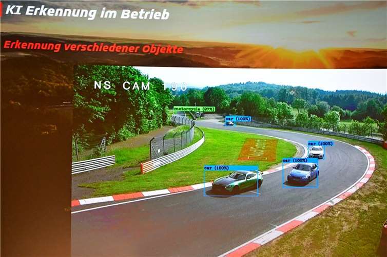 Eine künstliche Intelligenz führt Differenzierung von Fahrzeugen oder Personen durch und beurteilt an Hand von Bewegungsmustern und Bestandteile der Rennstrecke wie Fahrbahn oder Seitenstreifen ob eine Gefahrensituation vorliegt.