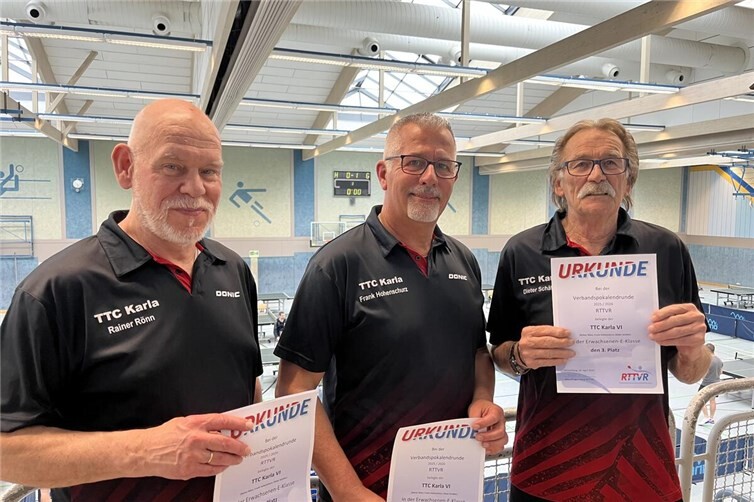 Einen tollen 3. Platz erreichten (v. l.) Rainer Rönn, Frank Hohenschurz und Dieter Schäfer