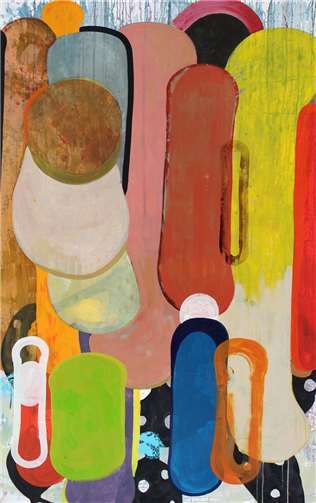 Eines der Bilder von „Bananensprayer“ Thomas Baumgärtel fand beim Lebenskunstmarkt einen neuen Besitzer, das zweite Bild soll in Kürze versteigert werden. privat