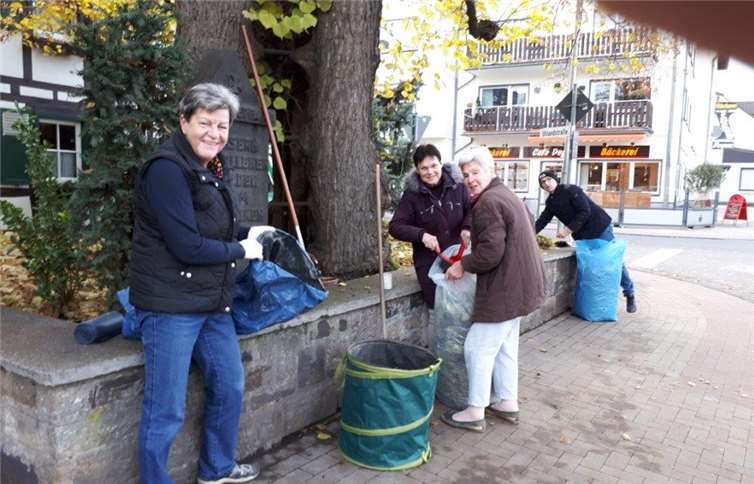 Einige „Domanwohner“ befreiten den Bürgersteig vom Laub.Foto: privat