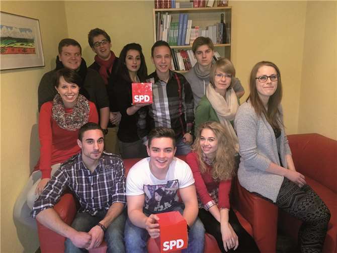 Einige der anwesenden Jusos MYK mit Vertretern der JAV nach der Sprechstunde. privat