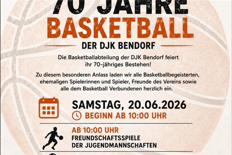 Einladung 70 Jahre Basketball der DJK Bendorf