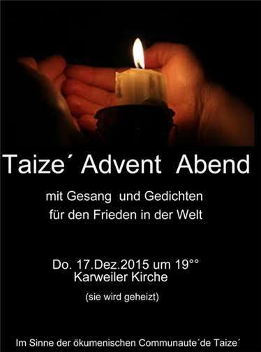 Einladung zum gemeinsamen Taizé Abend in Karweiler.privat