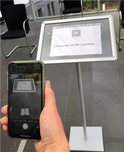 Einloggen mit der Luca-App Einloggen mit der Luca-App.Quelle:VG Weißenthurm