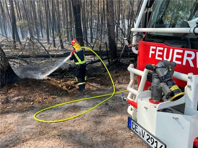 Waldbrand in Südfrankreich: Zahlreiche Einsatzkräfte aus NRW im Einsatz Einsatzkraft bei der Brandbekämpfung.