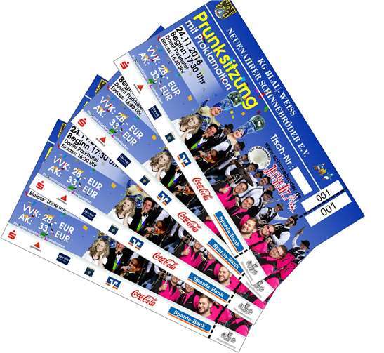 Eintrittskarten der KG Blau-Weiss Bad Neuenahr. Privat