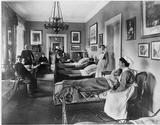 Eng, aber wohnlich kamen die Verwundeten in der Villa Helenaberg unter.