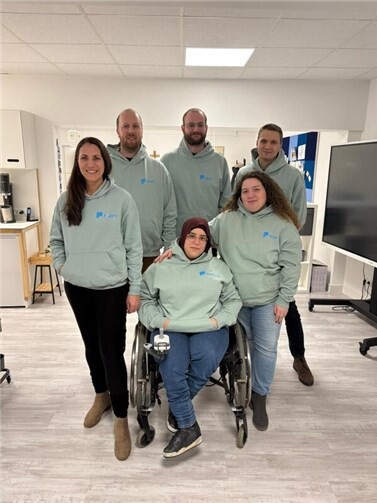 Beeindruckende Bandbreite an sozialem Engagement Engagement für digitale Teilhabe: Das inklusive Team des „PIKSL Labors“ Andernach freute sich über die anerkennenden Worte des Bundespräsidenten. Foto: Barmherzige Brüder Saffig