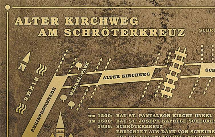Entwurf der Bronzetafel für die historische Wegstrecke „Alter Kirchweg“.privat