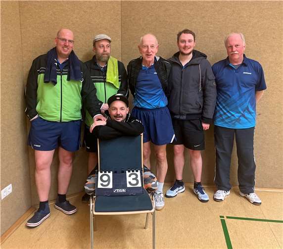 Erfolgreiche 1. Mannschaft mit v.l. Thomas Eregger, Roland Klein, Norbert Dahm, Stefan Mauel, Martin Rahlf sowie Denis Kohn vorne.  Foto: privat