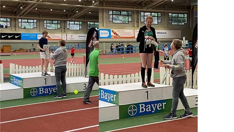 Erfolgreiche Rheinbacher Nachwuchssportler: Linus Liebscher (l.) und Annina Liebscher (r.) auf dem Siegerpodest. Foto: S. Gleisner