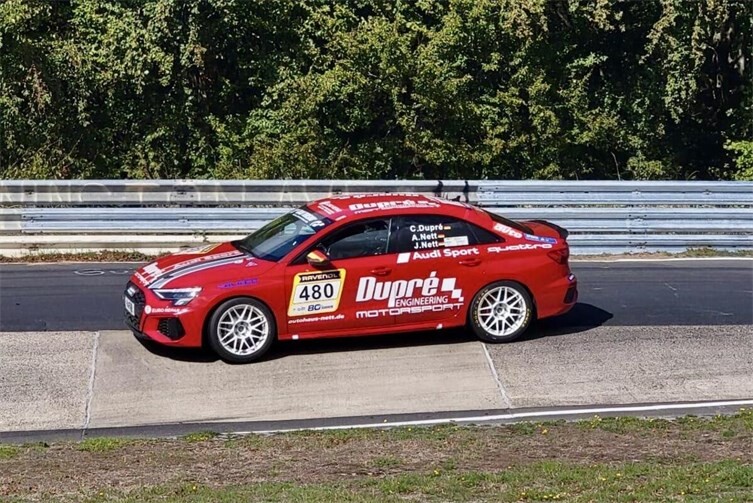 Erfolgreicher NLS-Doppelheader für Dupré Motorsport: Jürgen Nett, Achim Nett und Christoph Dupré sichern sich mit dem Audi S3 den Sieg auf der Nürburgring-Nordschleife.