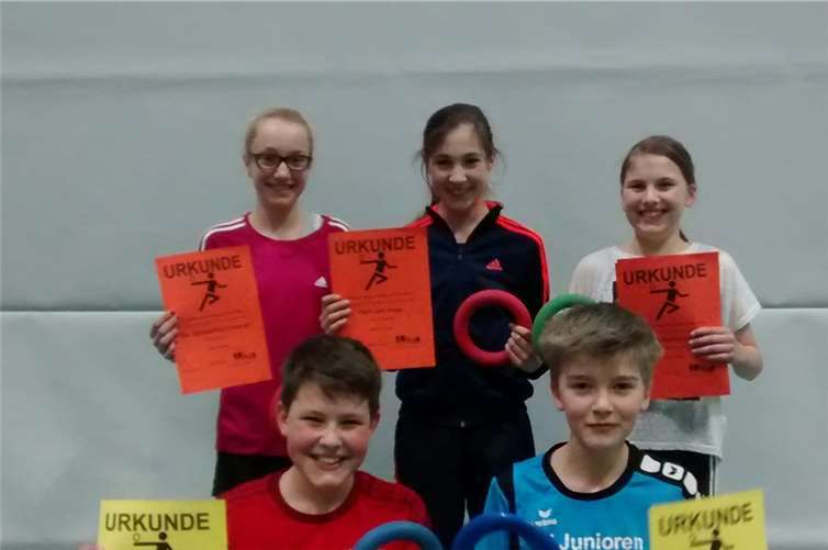 Erreichten den vierten Platz: Marianna Korden, Kira Theisen, Mareen Stuntz, Lucas Kimmich und David Mirgel.