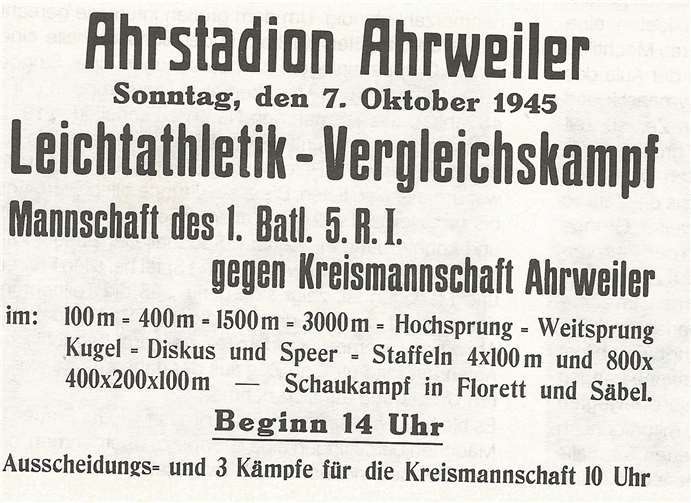 Erstes Sportfest auf deutschem Boden nach dem Krieg 1945.Quelle: Festschrift 1973