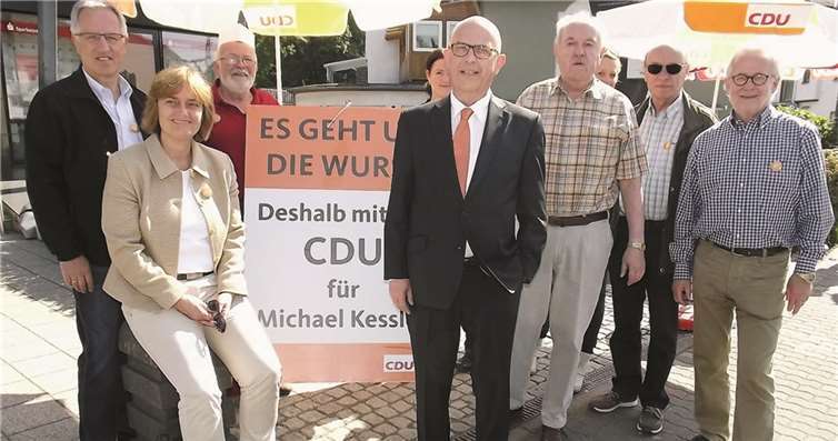 „Es geht um die Wurst – Michael Kessler“ war vor dem Stand der Bendorfer CDU-Stadtratskandidaten zu lesen. privat