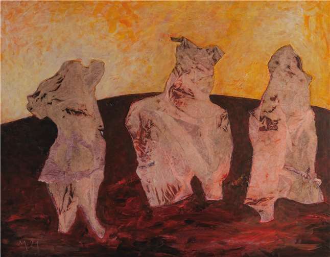 Es werden Werke von Michael Weiß, hier „Die Dreifältigkeit des Ego“, ausgestellt.  Fotos: privat