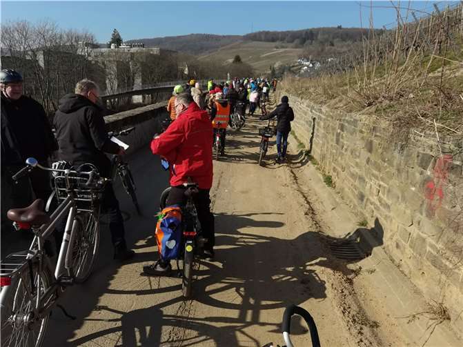 Etwas 150 Radler waren mit der Fahrrad-Demo unterwegs, unter anderem auf dem Radweg am Weinberg.  Fotos: BL