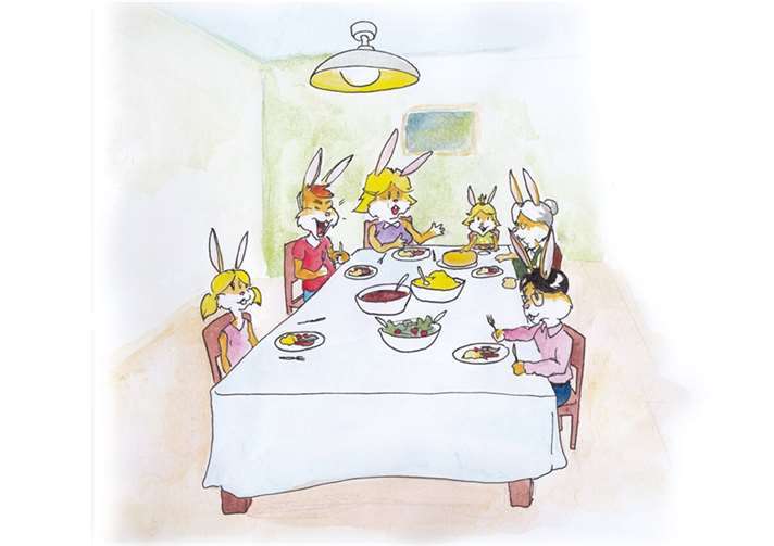 Familie Hase beim Mittagessen. Foto: Waldemar Zech