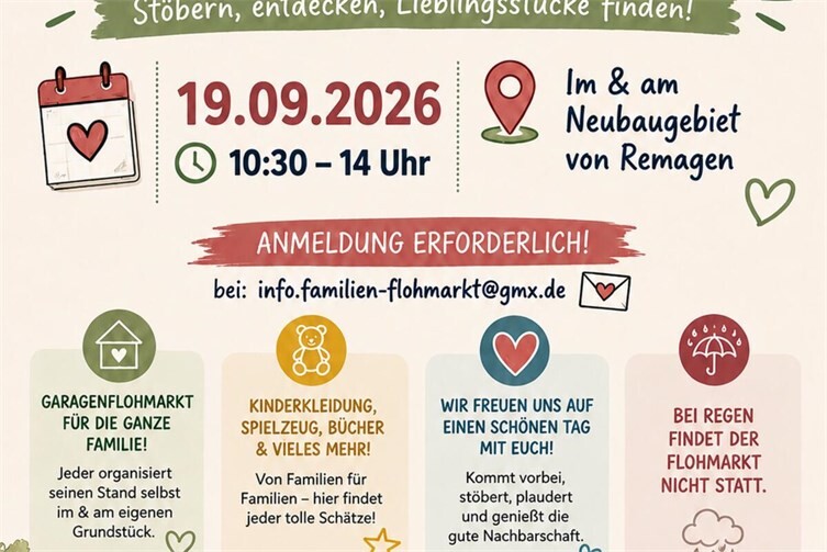 Familienflohmarkt im Neubaugebiet von Remagen 