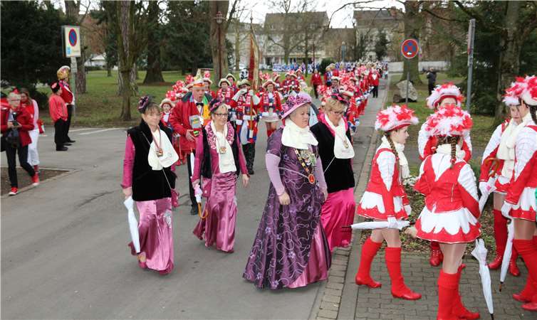 Farbenprächtiger Aufmarsch der Karnevalisten.