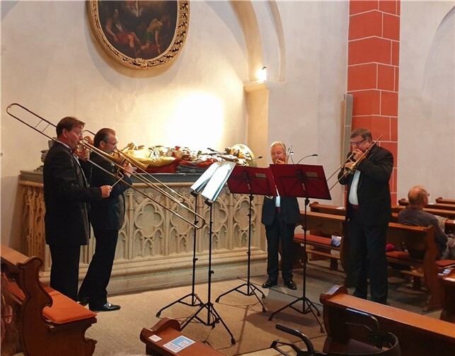 Fast zwei Jahre nach der ersten Kontaktaufnahme konnte der Förderkreis Abtei Sayn e.V. endlich ein Konzert mit OPUS 4 und Prof. Kaiser in der Abteikirche Sayn dem Publikum vorstellen.Foto: privat