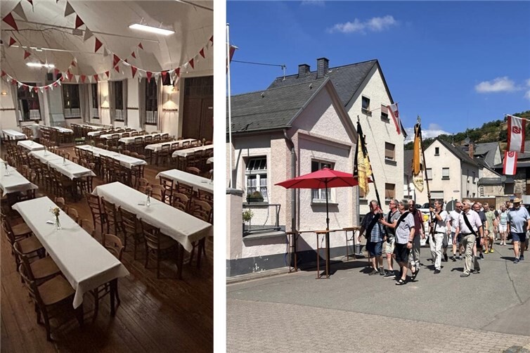 Festlich geschmückter Saal mit Abordnung der Vereine