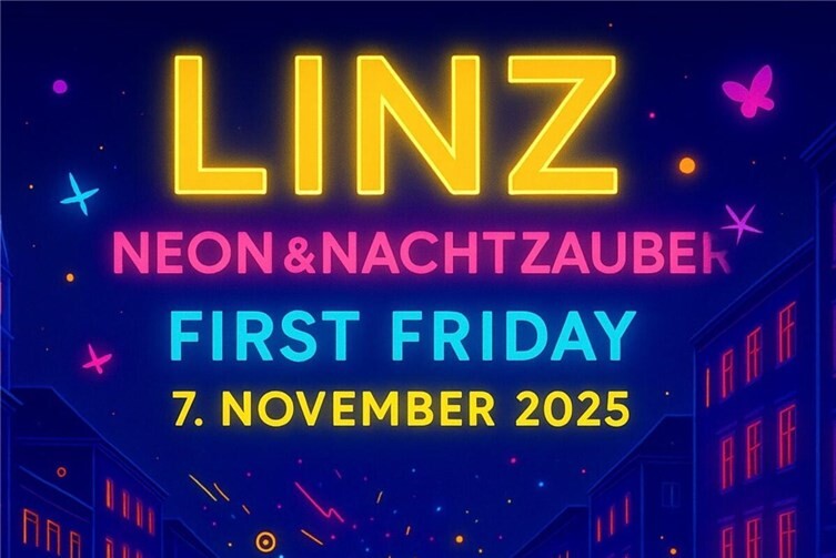Linz im Lichterglanz: Neon & Nachtzauber erleben First Friday am 7. November in Linz.Quelle: Stadt Linz