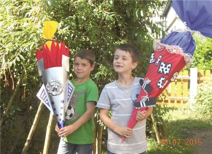 Fit für die Schule: Die Schultüten kündigen einen neuen Lebensabschnitt an. privat