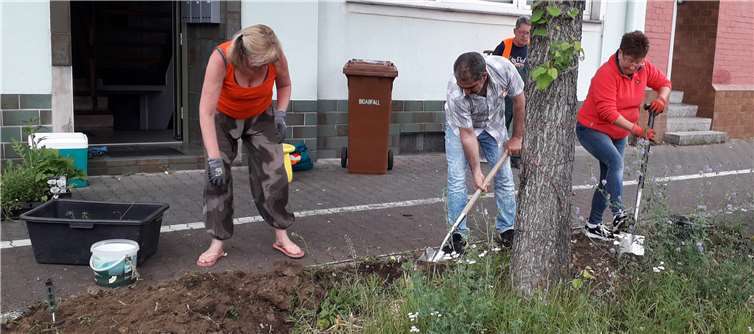 Fleißige Helfer mussten zunächst Müll, Gras und Unkraut entfernen. Fotos: privat