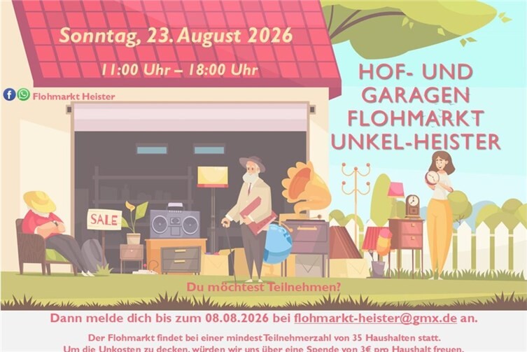 Flohmarkt Heister am 23. August 2026