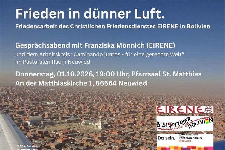 Flyer Gesprächsabend „Frieden in dünner Luft“ am 01.10.2026