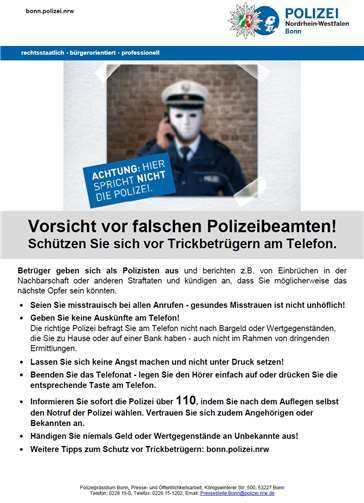 Flyer sollen die Seniorinnen und Senioren an die Betrugsmasche erinnern.