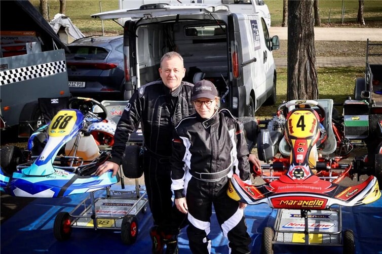 Frank Färber und Simone Busch beim Kart-Training