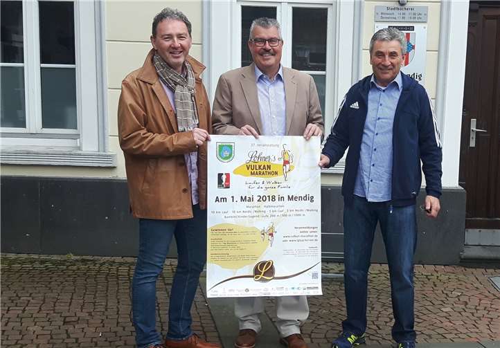 Frank Schäfer (LG Laacher See), Stadtbürgermeister Hans Peter Ammel und Klaus Jahnz (LG Laacher See) freuen sich auf die Veranstaltung.privat