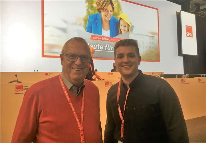 Fredi Winter (links) und Martin Diedenhofen auf dem Landesparteitag. privat