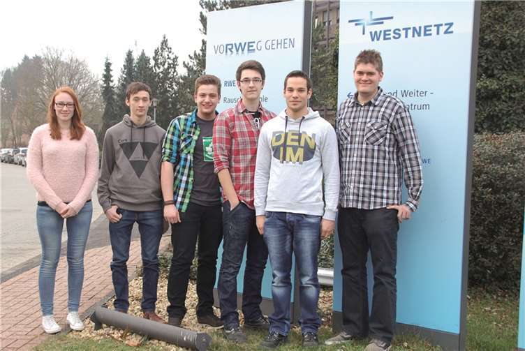 Freuen sich über ihre erfolgreich beendete Ausbildung: Stefanie Theisen, Sebastian Bell, Sven Lange, Marvin Theisen, Matthias Steffens und Maximilian Zell. privat