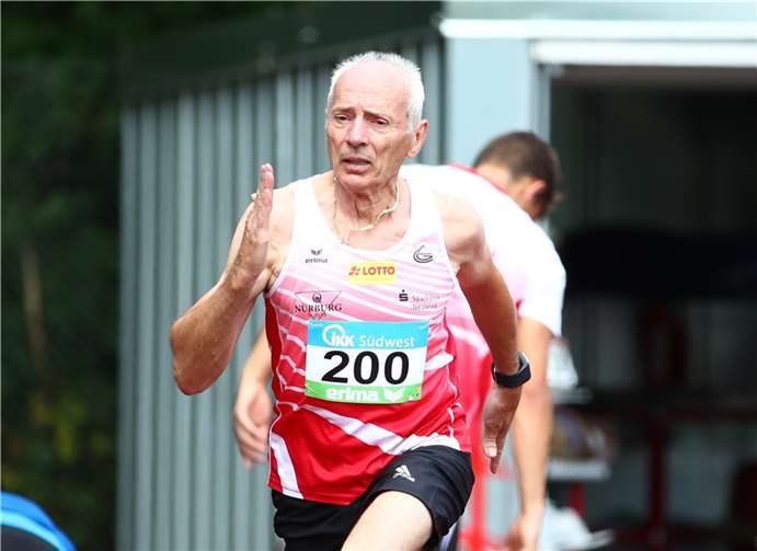 Friedhelm Adorf lief in Konz über 400 Meter deutsche Jahresbestleistung für die Altersklasse M75.Foto: privat