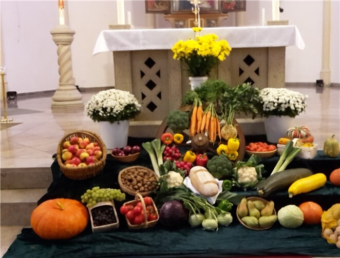 Früchte am Altar niedergelegt als Zeichen der Dankbarkeit. Foto: privat
