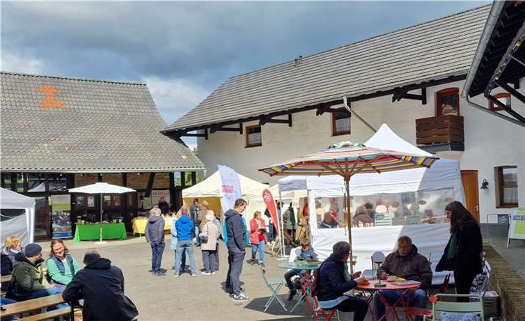 Frühlingsmarkt – Blick in den Innenhof, in dem zahlreiche Aussteller ein vielseitiges Angebot offerierten.