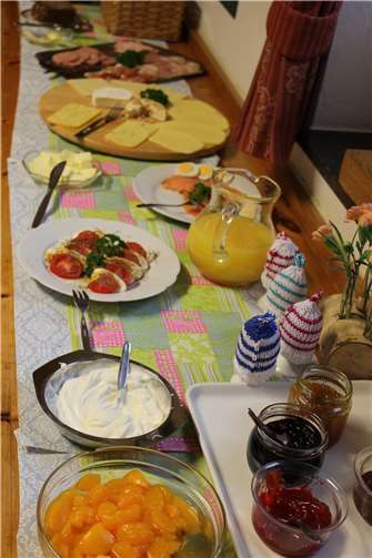 Frühstücksbuffet für den Markttag. privat