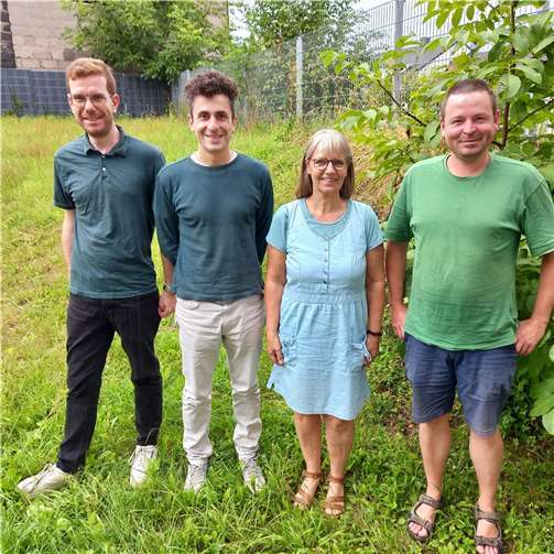 Führungswechsel bei den Grünen: Dominik Stöhr, Simon Schmitz, Anje Kreßmann und David Fiedler (v.l). Foto: Gerald Arleth
