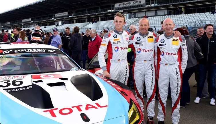 Für den veranstaltenden MSC Sinzig vertrat Andreas Ziegler (mitte) die Vereinsfarben. Ziegler pilotierte den BMW M6 GT3 gemeinsam mit Rudi Adams (re.) und David Pittard.