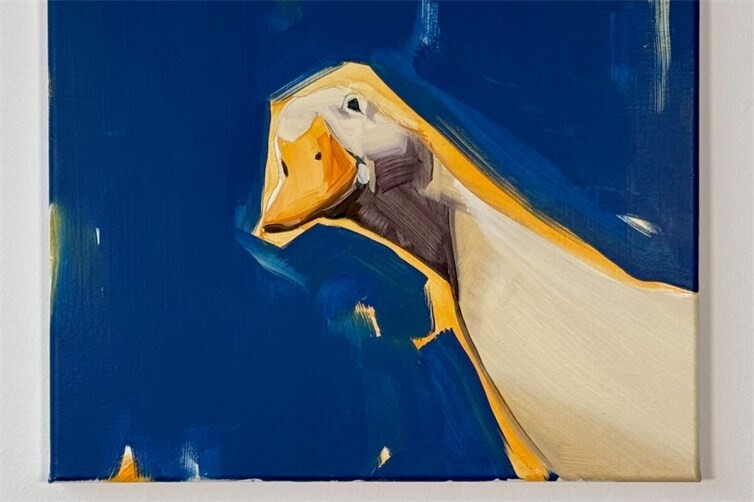 Gans, Öl auf Leinwand, von Mieux.