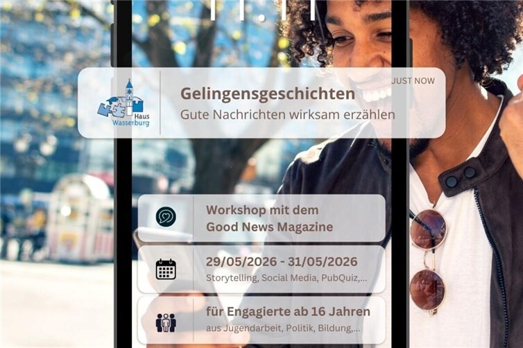 „Gelingensgeschichten – Gute Nachrichten wirksam erzählen“ richtet sich an Engagierte aus Jugendarbeit, Politik, Bildung, Organisationen und alle Interessierten ab 16 Jahren, die zeigen wollen, was gelingt – statt im Doomscrolling zu versinken.