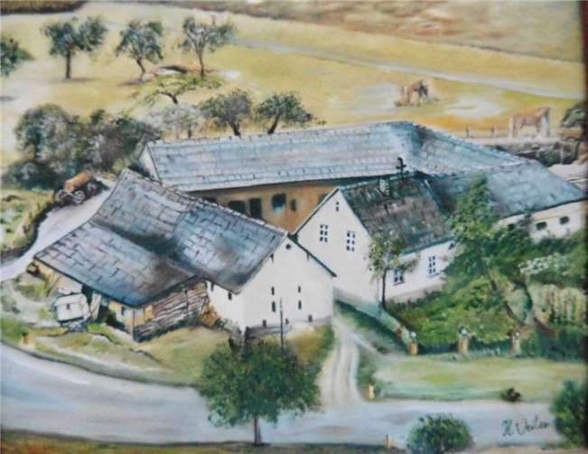 Gemaltes Bild vom Heidnerhof.Quelle: AK Kempenicher Ortsgeschichte