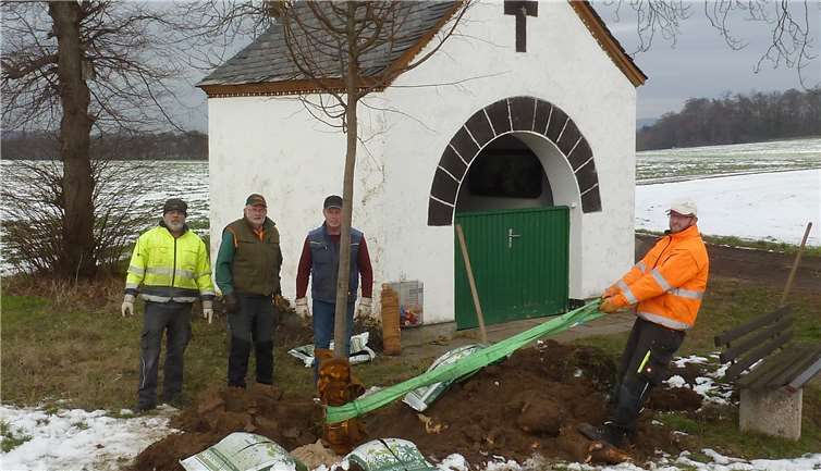 Gemeindearbeiter und Mitglieder der Jagdgenossenschaft Wassenach pflanzten eine neue Linde.Foto: privat