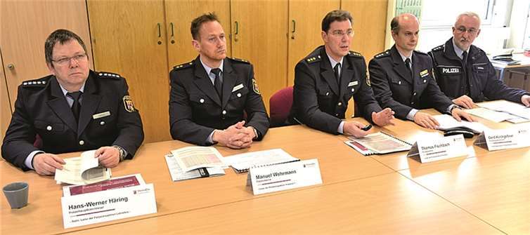 Gemeinsam mit seinen Kollegen legte Polizeidirektor Thomas Fischbach (Mitte) die Unfallbilanz 2014 vor. HEP