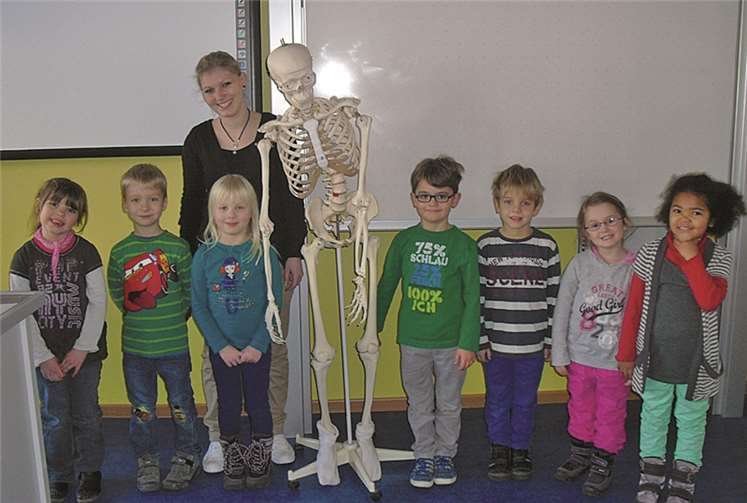 Gemeinsam reiste die Projektgruppe zur Realschule Plus in Mendig, um sich ein Skelett anzusehen.  Privat