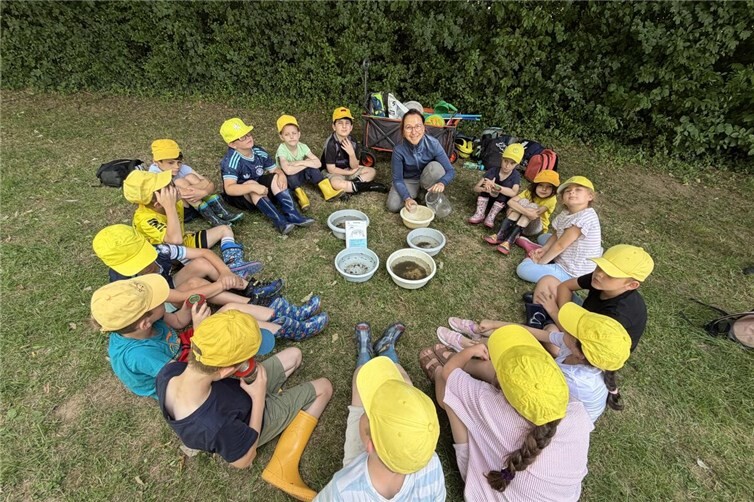 Gemeinsam untersuchten die Kinder mit Naturpädagogin und Diplom-Biologin Silvia Johna die in der Swist entdeckten Wasserlebewesen und bestimmten die verschiedenen Tierarten.
