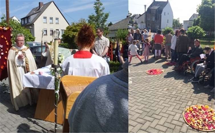Gemeinsame Fronleichnamsprozession mit Pfarrer Birkenheier.Caritas Zentrum, Mendig